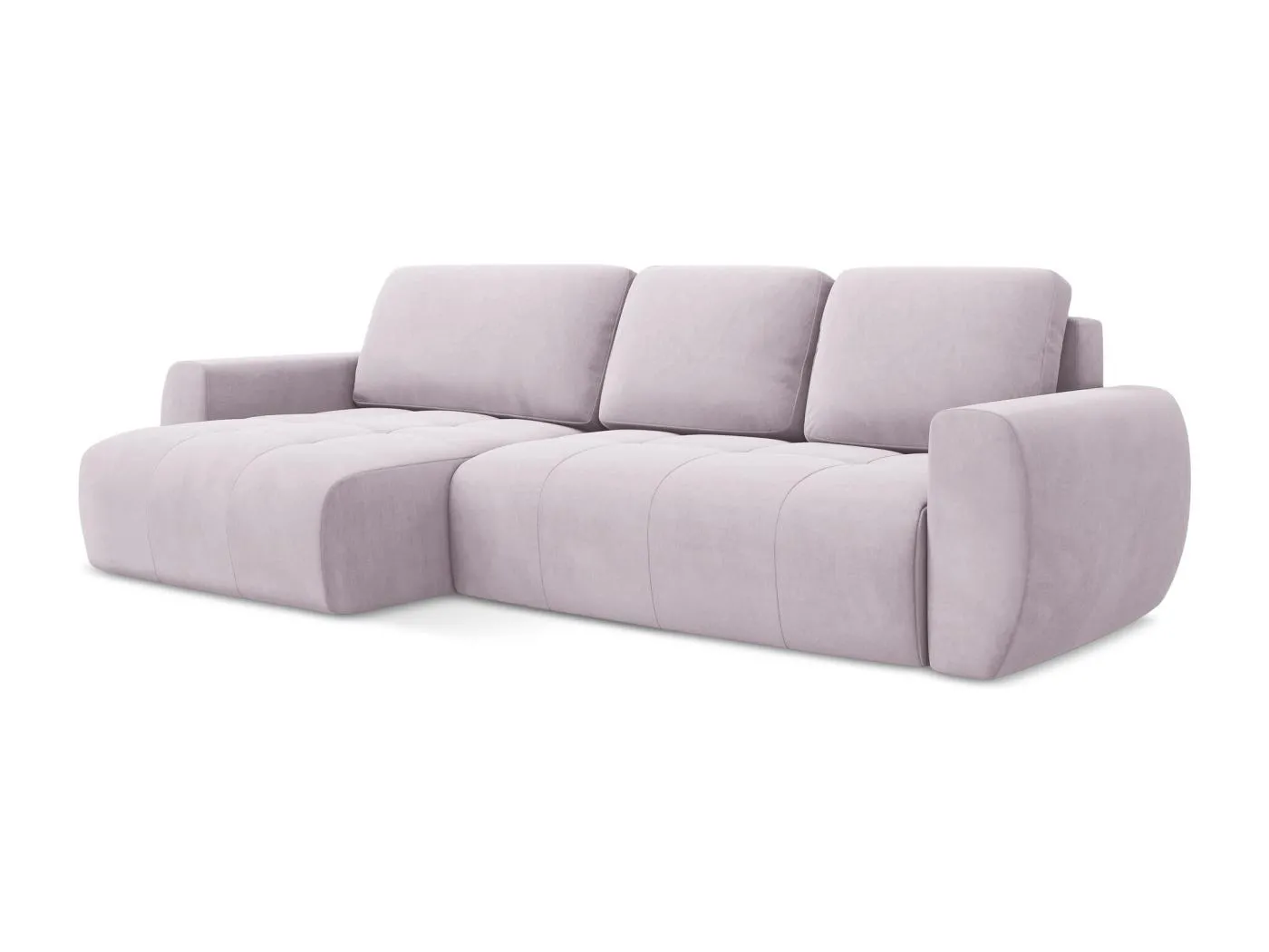 3-Sitzer Ecksofa mit Schlaffunktion - Ecke Links - Samt - Lavendel - KIWI