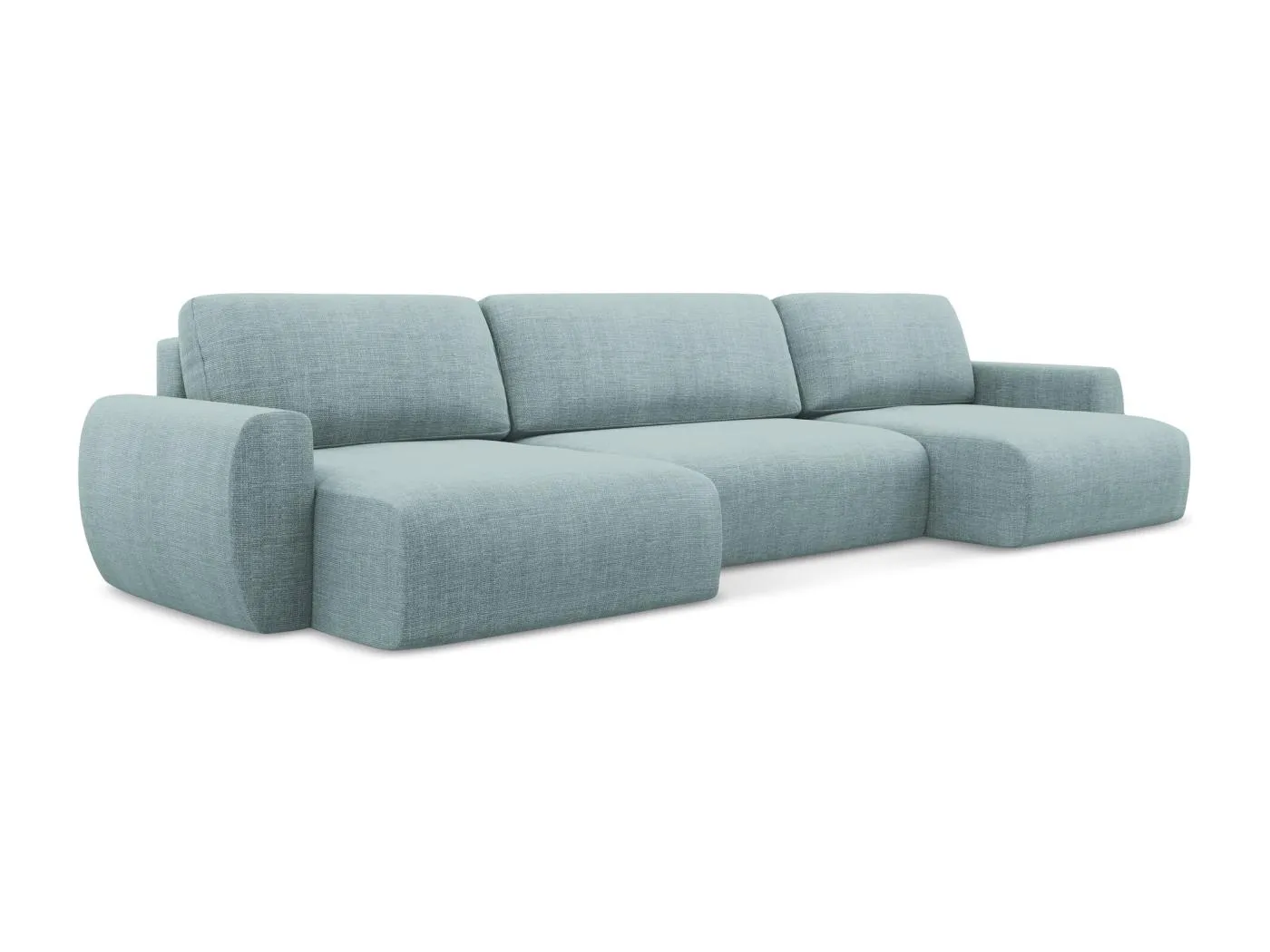 Wohnlandschaft mit Schlaffunktion - / - Strukturstoff - Jeans - ANELA