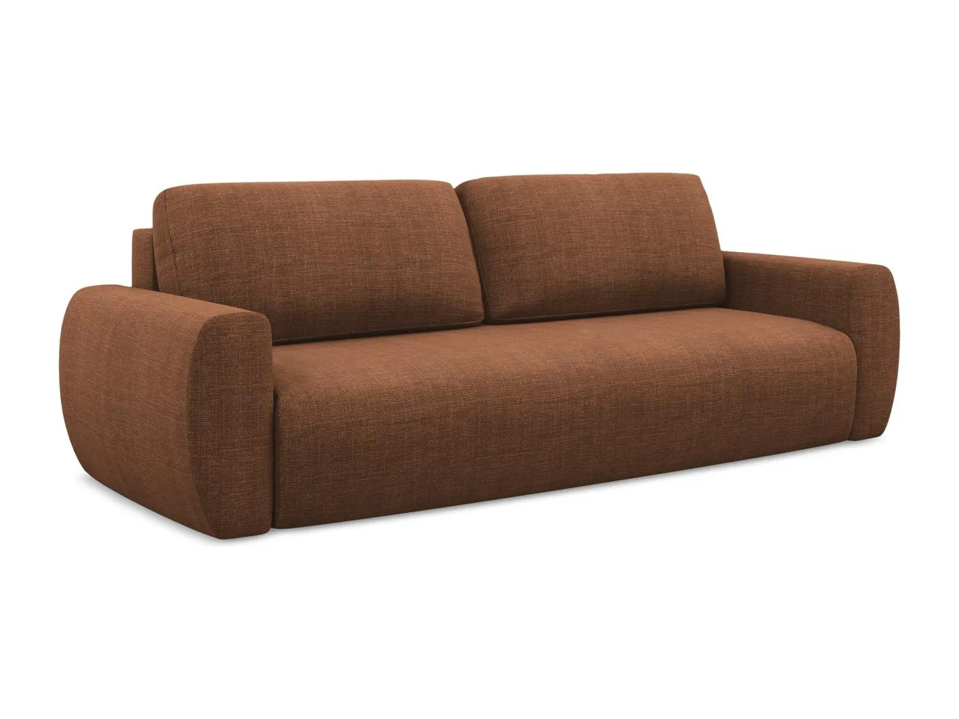 3-Sitzer Sofa mit Schlaffunktion - - Strukturstoff - Terrakotta - ANELA