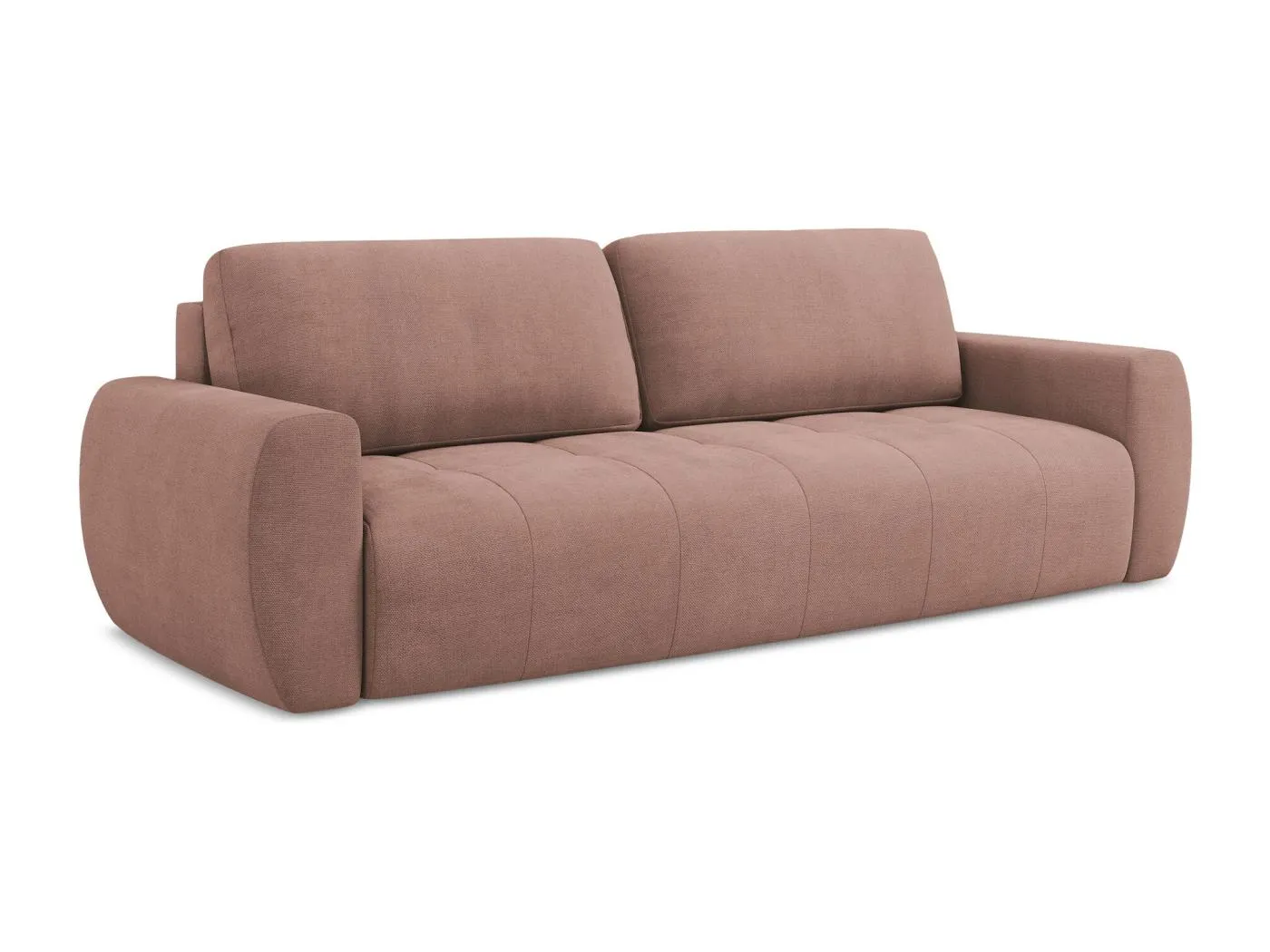 3-Sitzer Sofa mit Schlaffunktion - - Strukturstoff - Puderrosa - KIWI