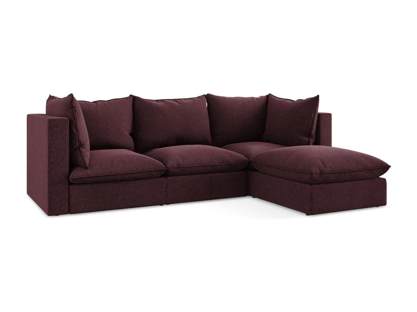 3-Sitzer Modulares Ecksofa - Ecke Rechts - Samt - Burgund - MANAO