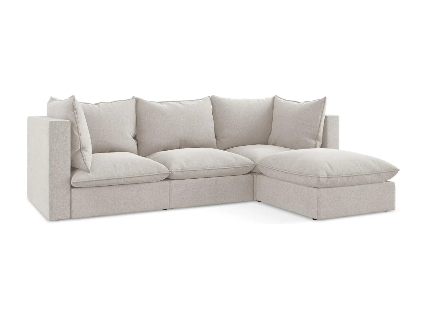 3-Sitzer Modulares Ecksofa - Ecke Rechts - Samt - Hell beige - MANAO