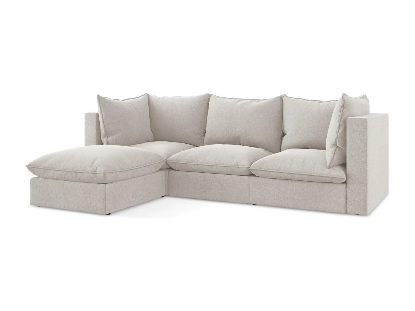 3-Sitzer Modulares Ecksofa - Ecke Links - Samt - Hell beige - MANAO