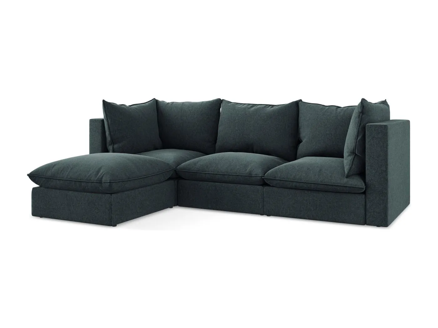 3-Sitzer Modulares Ecksofa - Ecke Links - Samt - Marine - MANAO