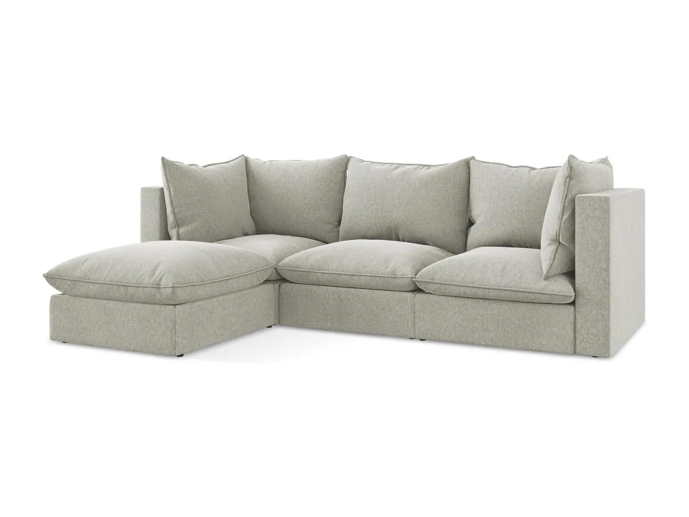3-Sitzer Modulares Ecksofa - Ecke Links - Samt - Hellgrau - MANAO