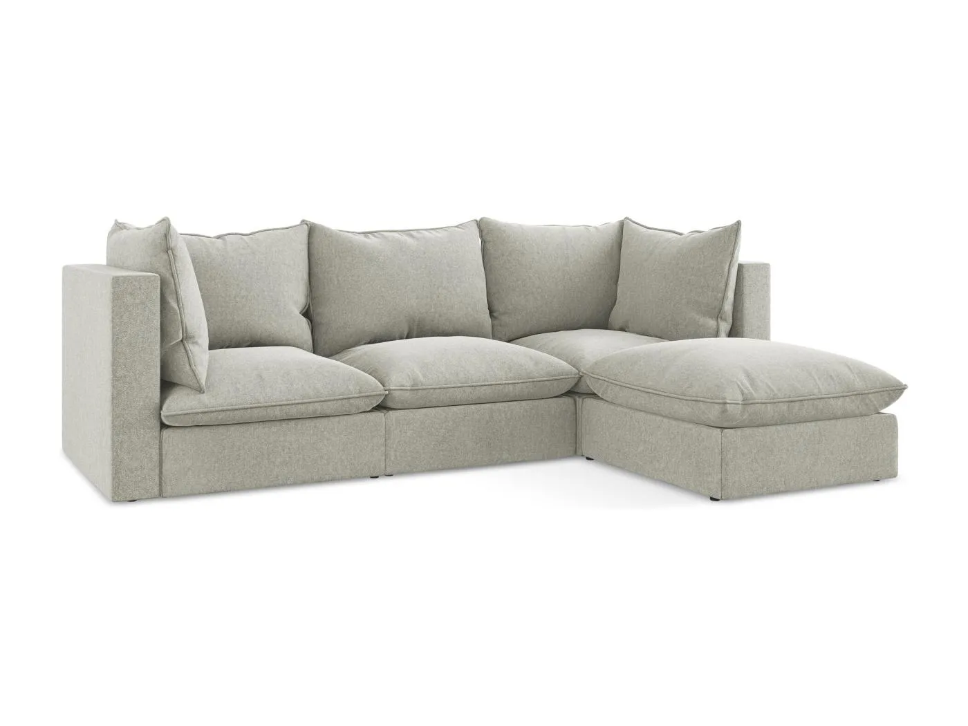 3-Sitzer Modulares Ecksofa - Ecke Rechts - Samt - Hellgrau - MANAO