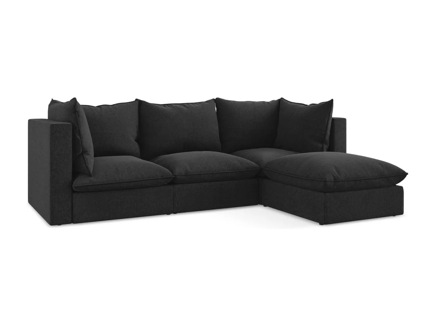 3-Sitzer Modulares Ecksofa - Ecke Links - Samt - Schwarz - MANAO