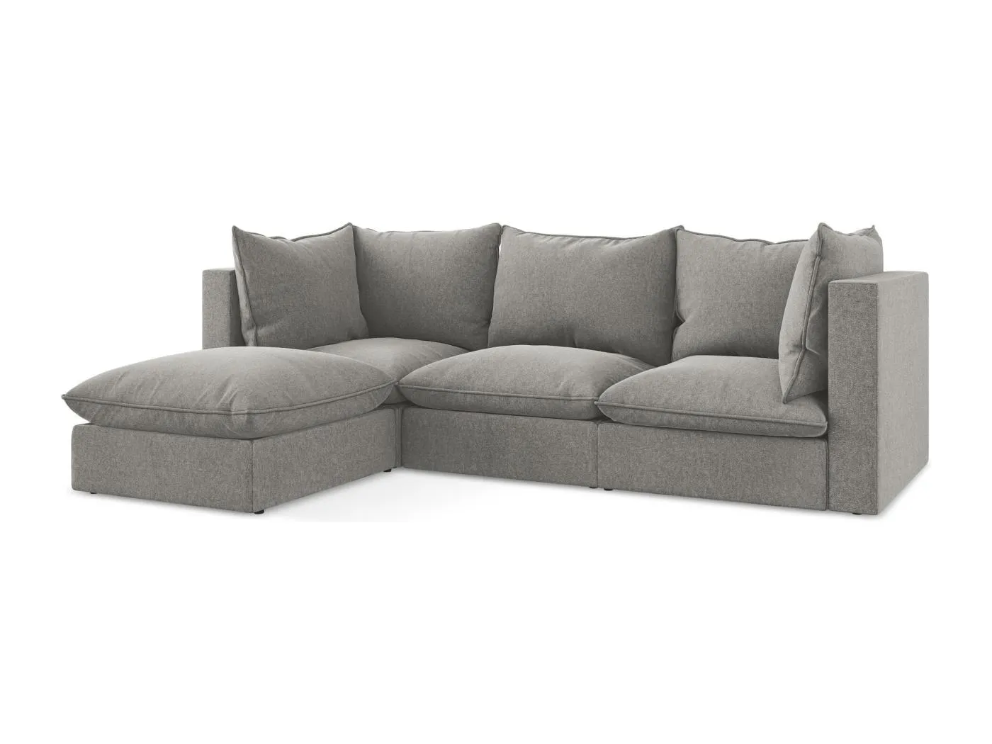 3-Sitzer Modulares Ecksofa - Ecke Links - Samt - Grau - MANAO