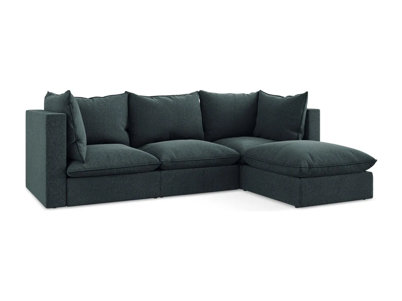 3-Sitzer Modulares Ecksofa - Ecke Rechts - Samt - Marine - MANAO