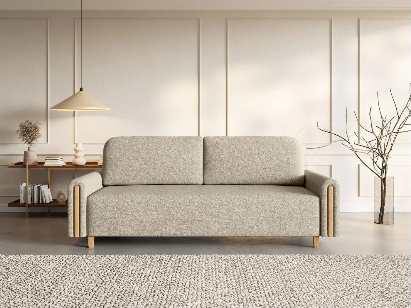 3-Sitzer Schlafsofa - mit wasserabweisendem Stoff - Bettkasten - Beige - MAJLA