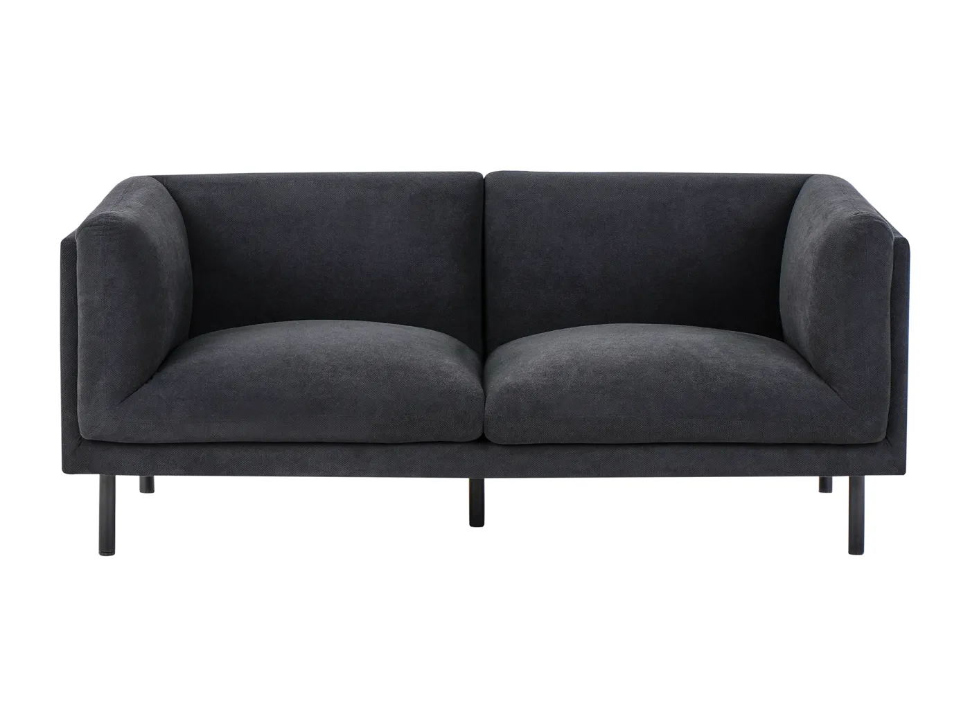 Sofa Stoff schwarz 2-Sitzer gepolstert schwarze Beine Vorgod
