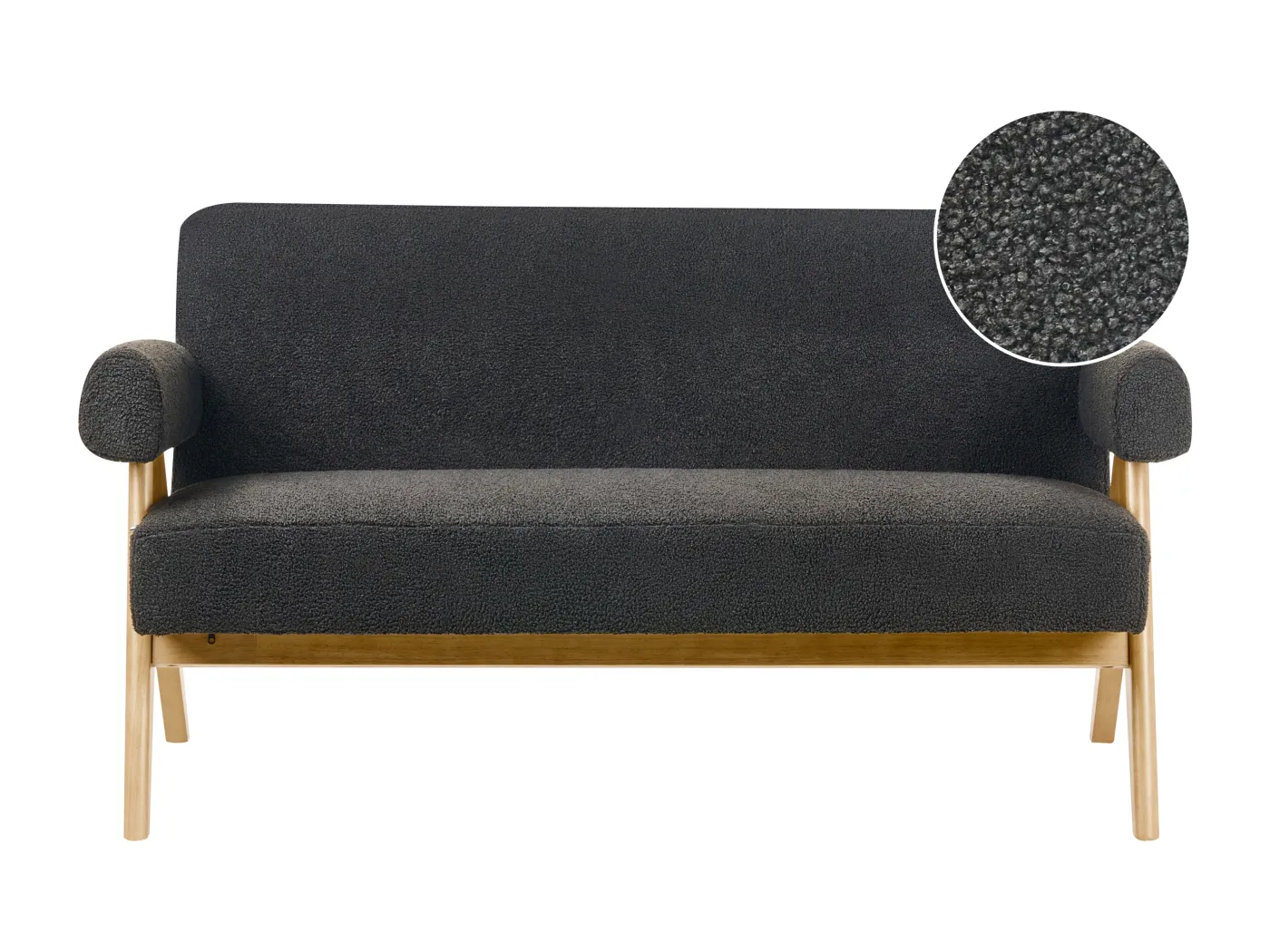 Sofa TAMRE Bouclé Schwarz / Hellbraun 2-Sitzer