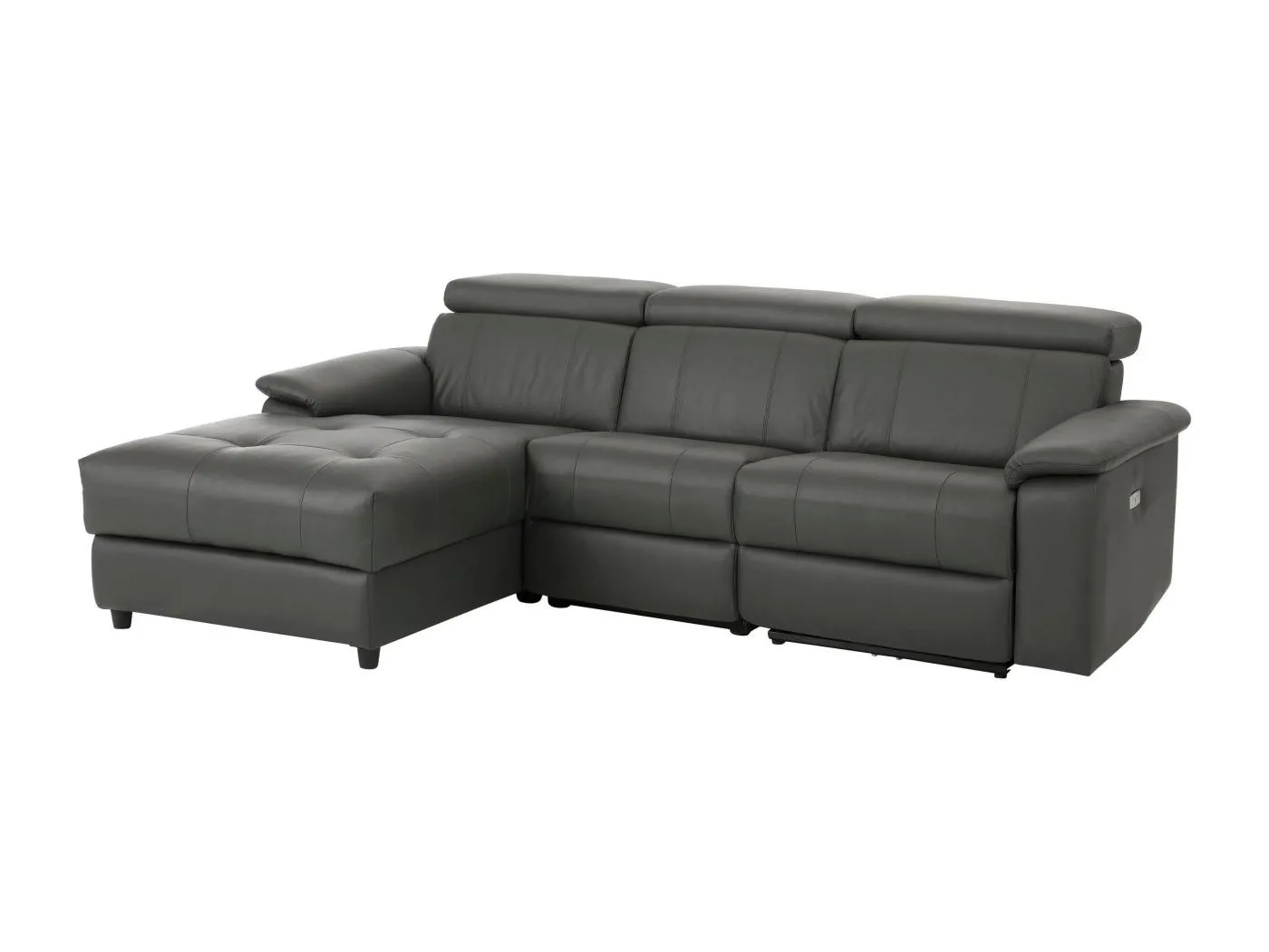 Tanaro | Chaiselongue-Sofa, 3-Sitzer, rechts, elektrisch, Grau PU