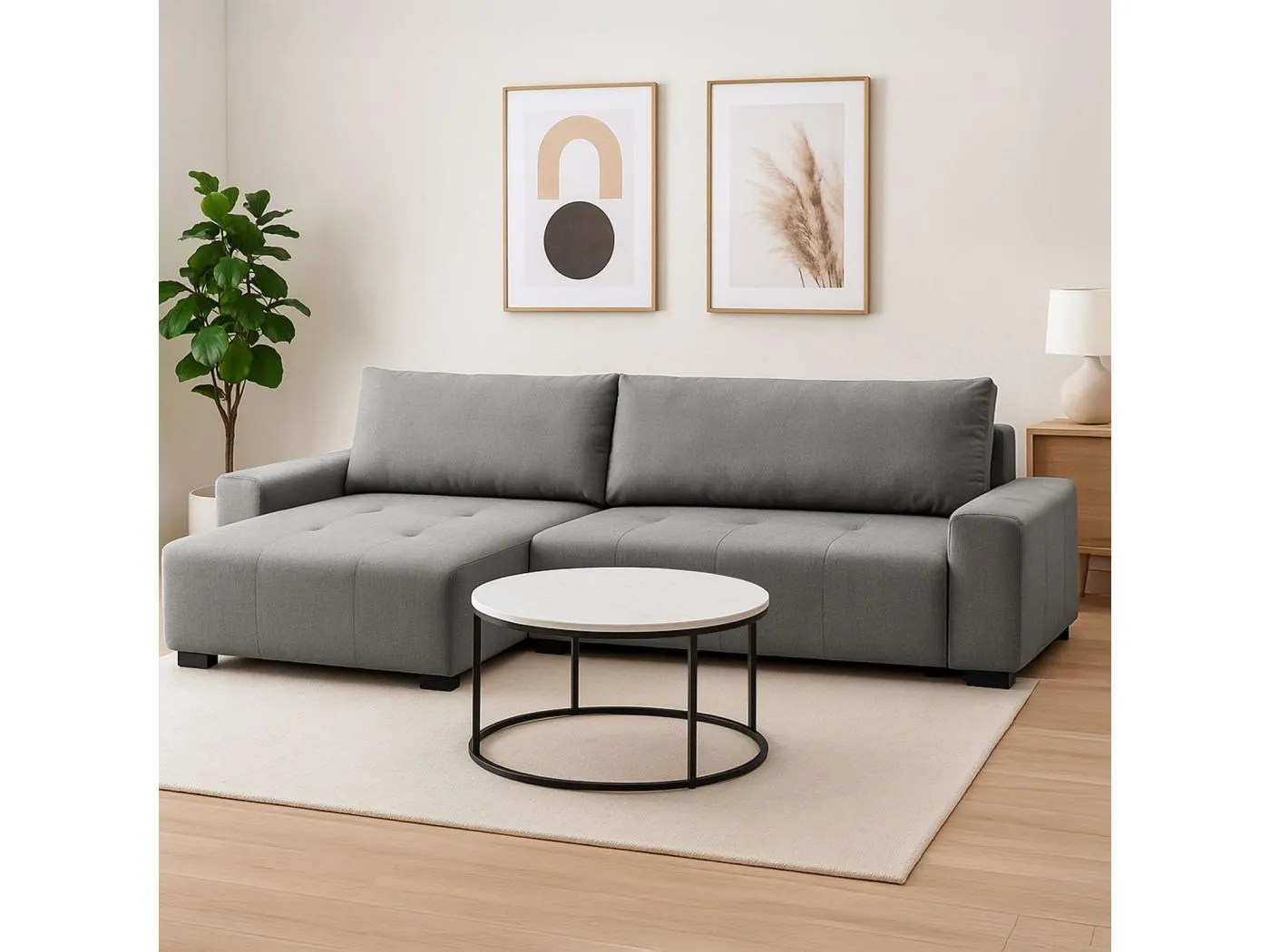 Ecksofa Malone Stoff Grau Modular mit Stauraum