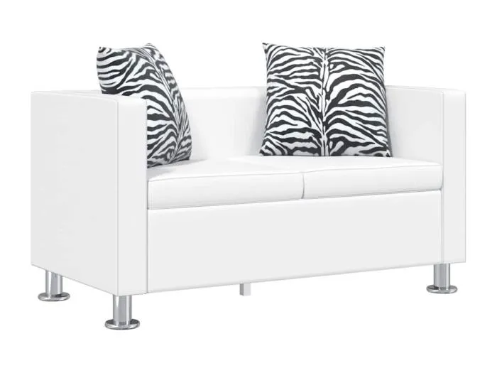 2-Sitzer-Sofa Kunstleder Weiß