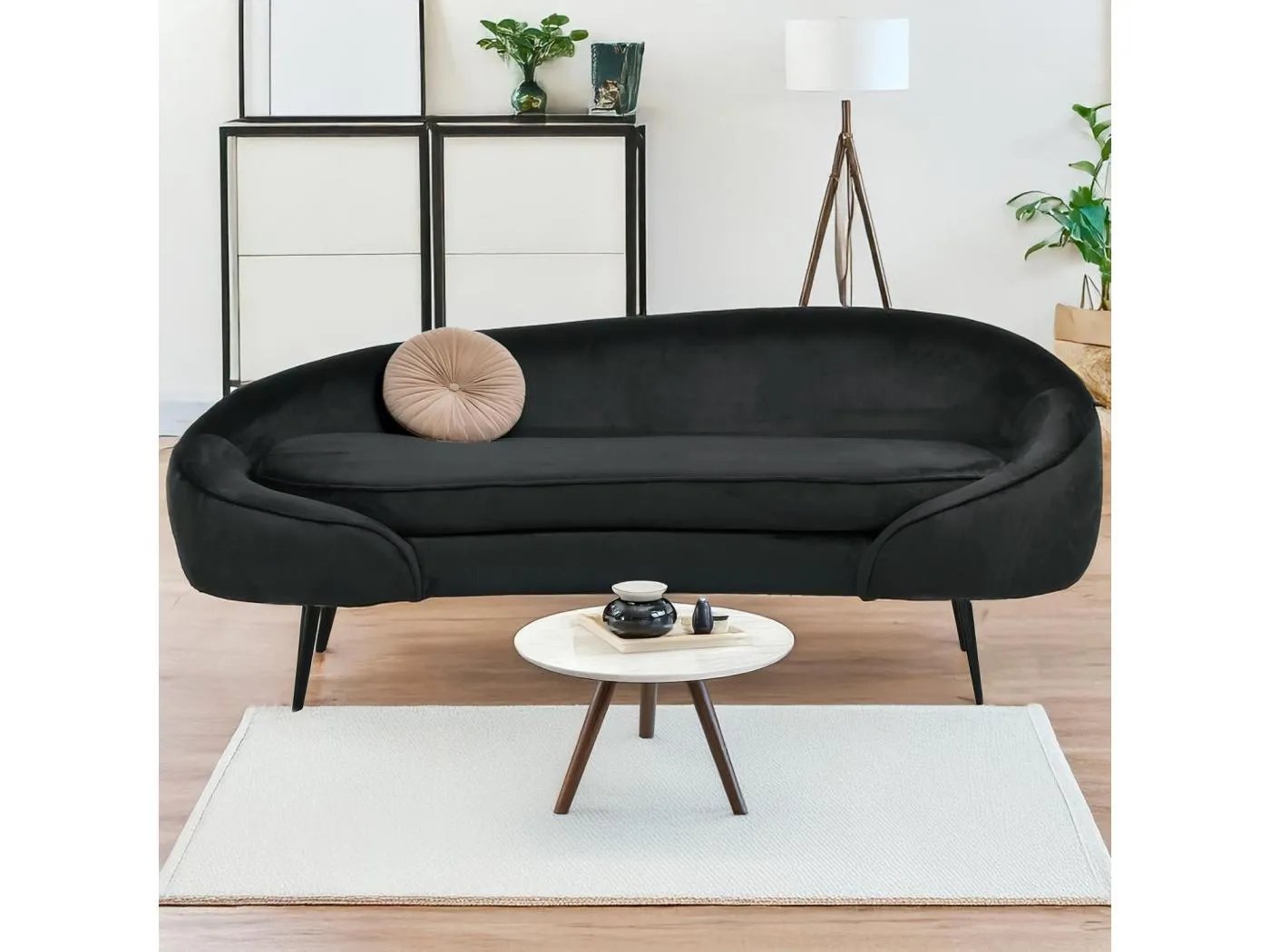 3-Sitzer Sofa Brendan Samt Schwarz Stilvoll und Bequem