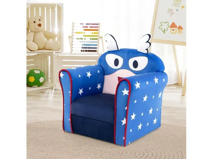 Kinder-Sofa Kleinkinder Polster-Armlehnenstuhl mit massivem Holzrahmen 50 x 40 x 54 cm Blau