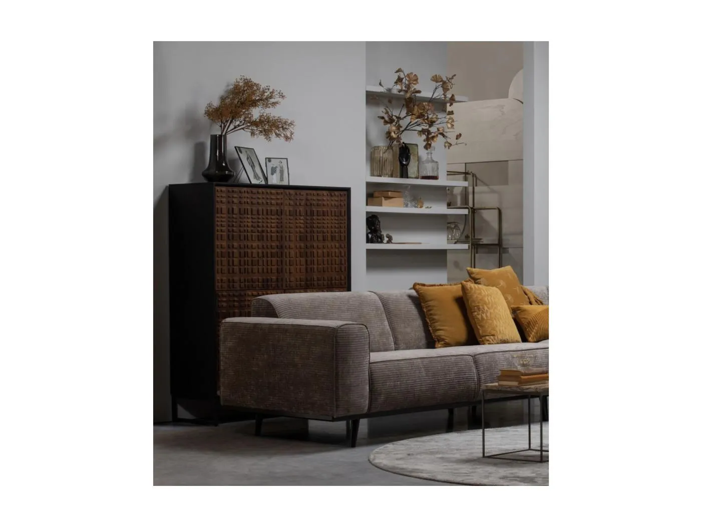 STATEMENT - 4-Sitzer-Sofa mit geripptem Stoff in Taupe