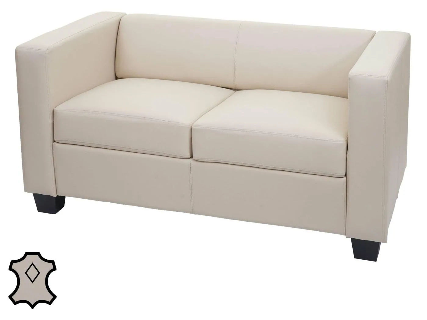 2er Sofa Lille, Leder, creme