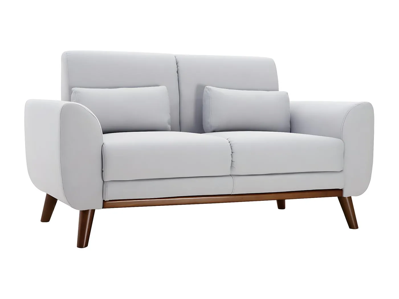 Skandinavisches Sofa 2-Sitzer aus hellgrauem Stoff und dunkles Holz EKTOR