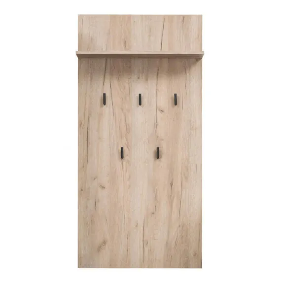 Eingangspanel UMBRIA Holz in grauer Eichenfarbe mit Regal und Kleiderhaken