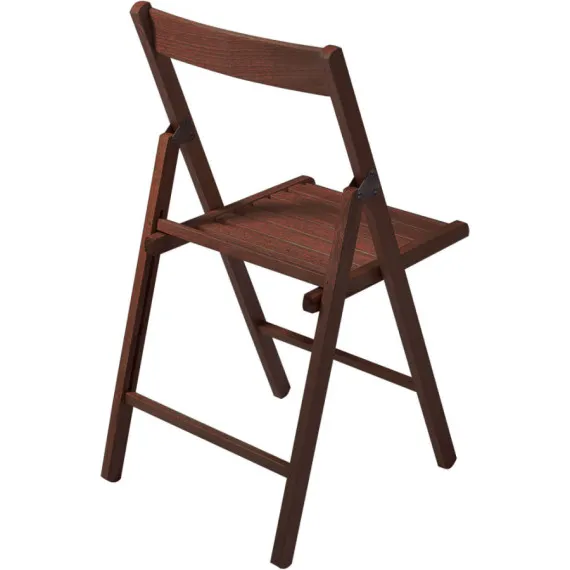 Klappstuhl aus dunkel gebeiztem Buchenholz in Nussbaumoptik