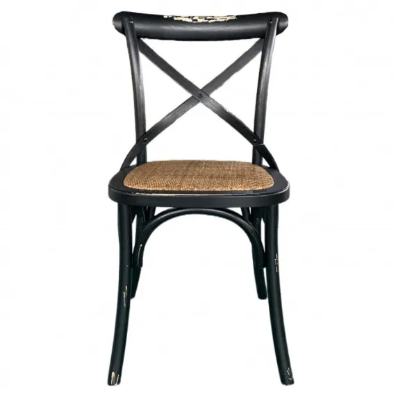Vintage-Stuhl aus Holz im abgenutzten Look CROSS Schwarz