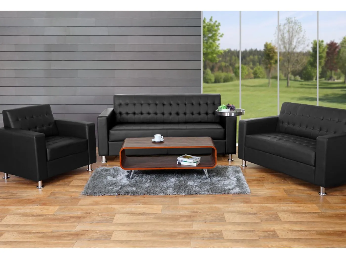 Sofagarnitur Pori (3-teilig), Schwarz