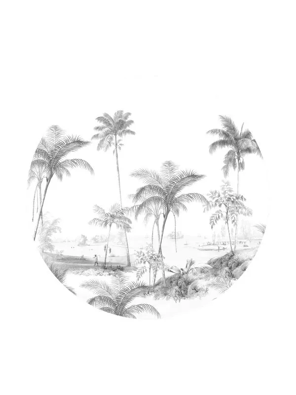Creative Lab Amsterdam Exotic Palms Tapete Rund Black/White