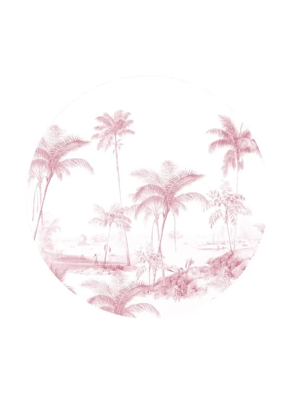 Creative Lab Amsterdam Exotic Palms Tapete Rund Pink
