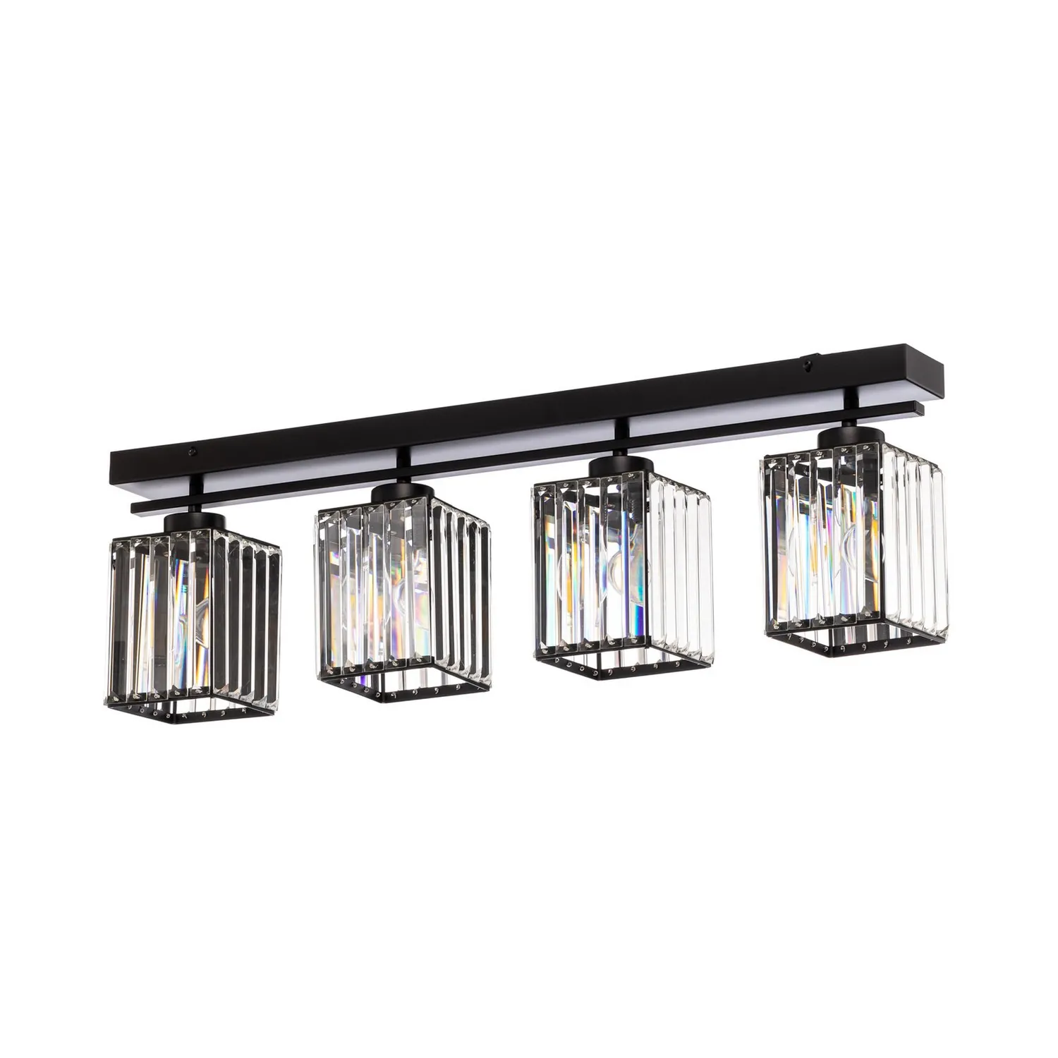 Av 1795 4 Y Bsy Deckenleuchte Lampe Schwarz 4 Fl Balken E27 Kristallglas Eisen B-Ware
