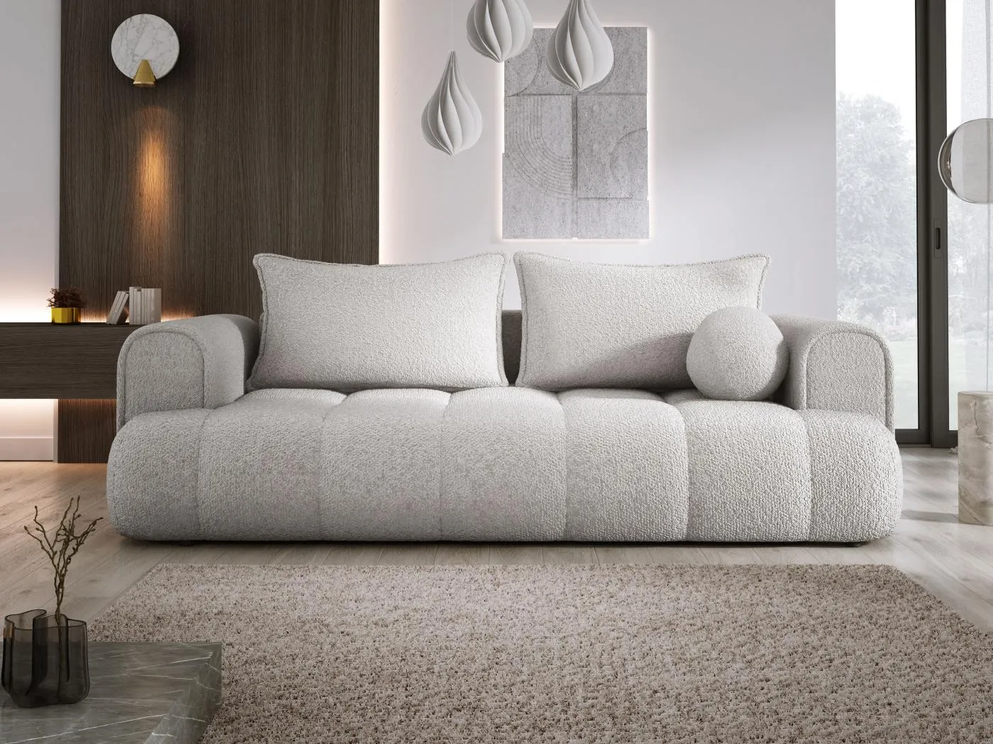 Sofa COCO Schlafsofa Mit Bettfunktion, Anthology Stoffbezug, 2-Sitzer, Freistehend, Größe: 250x105x90cm Farbe: Dunkelgrau