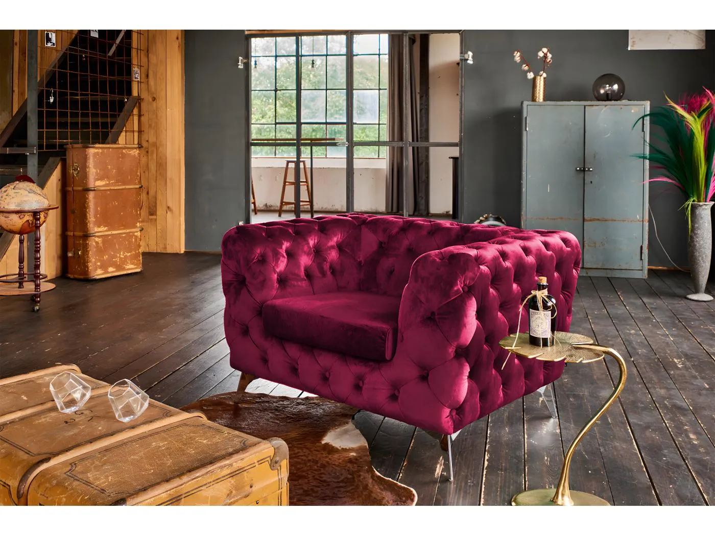 Sessel - Rot Velvet - NARLA