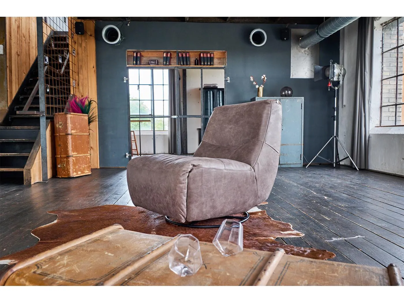 Sessel - Taupe Leder - CINE