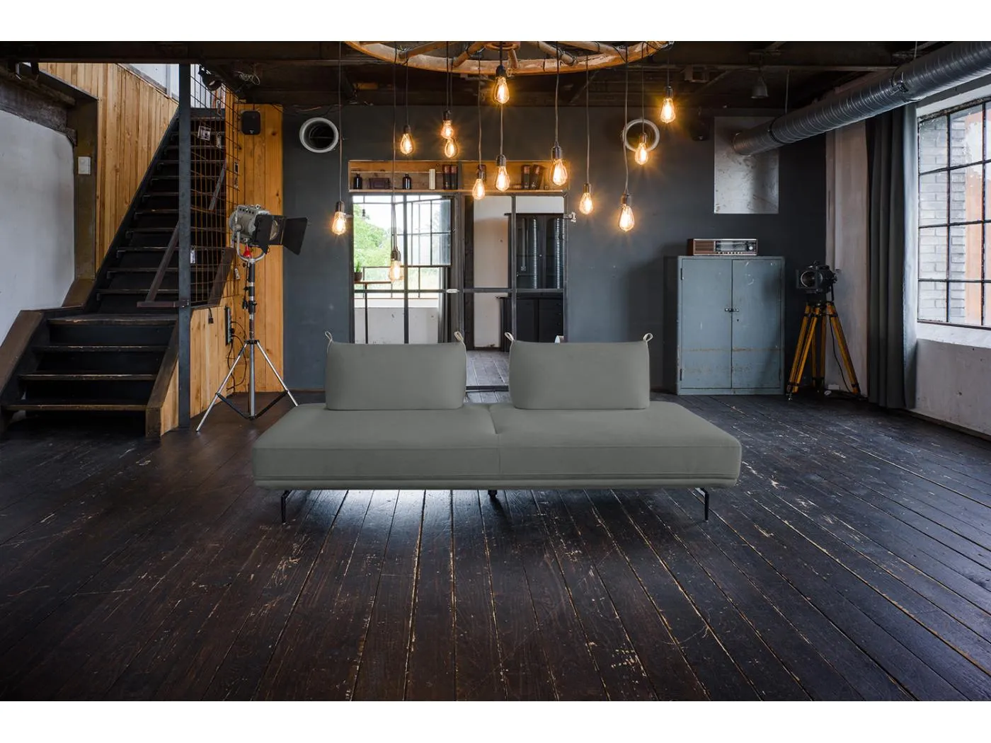 Schlafsofa - Taupe Webstoff - CANE