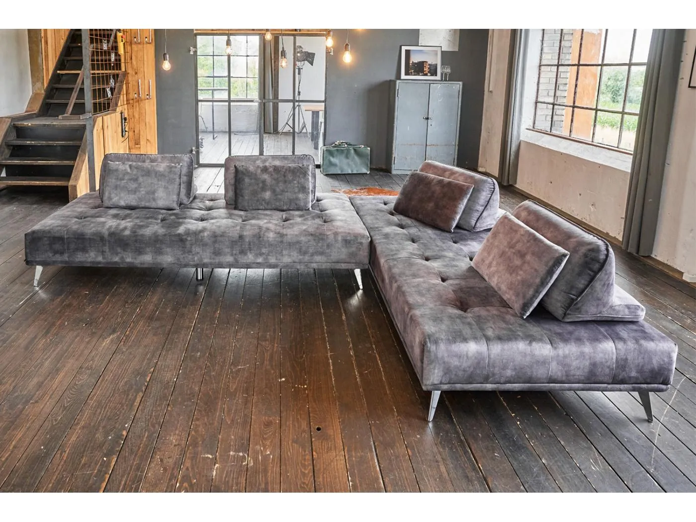 Ecksofa - Anthrazit Velvet - WIOLO