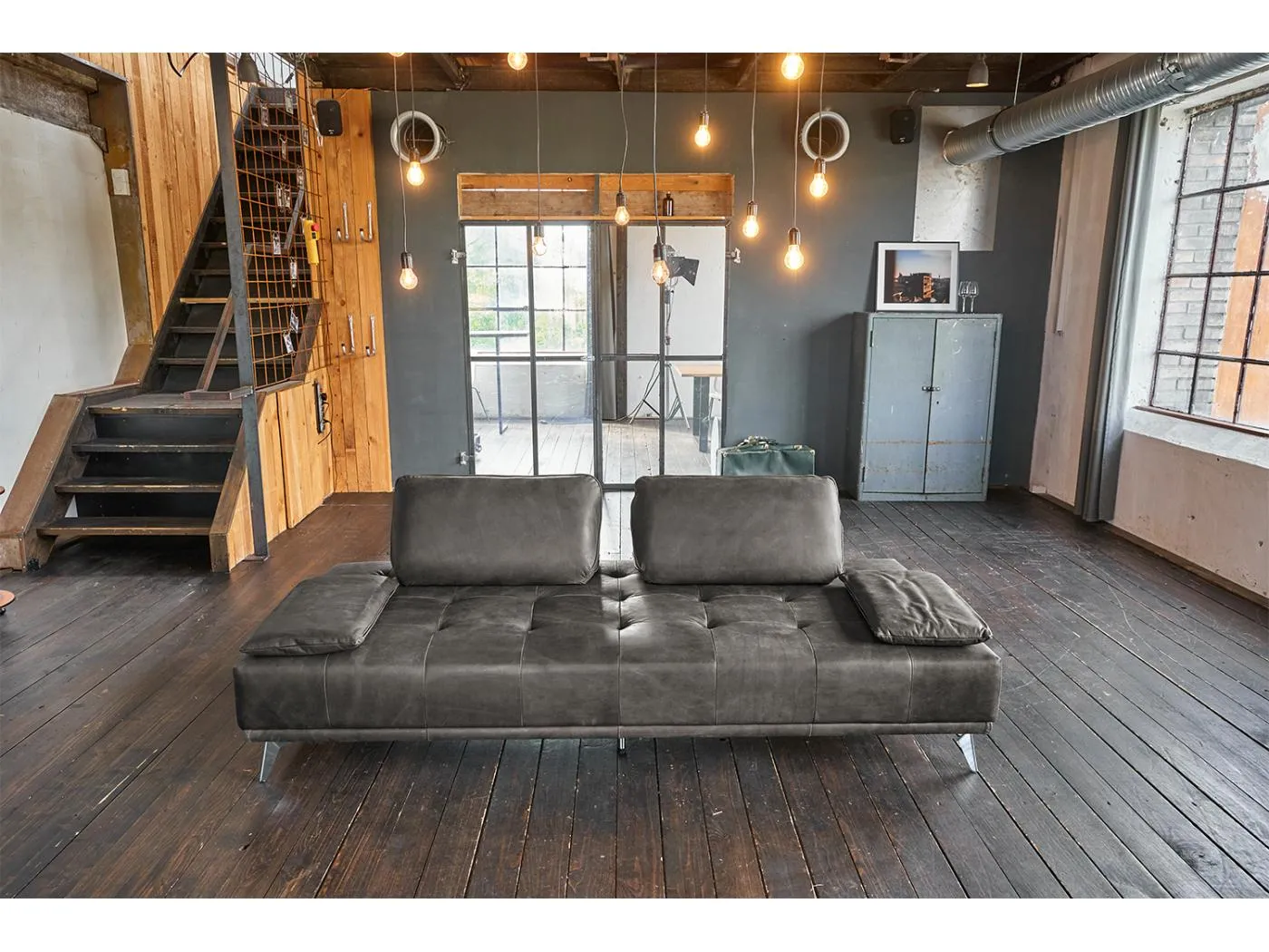 Sofa - Grau Leder - WIOLO