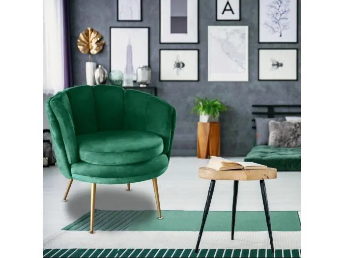 Fauteuil arrondi Brenda Velours Vert