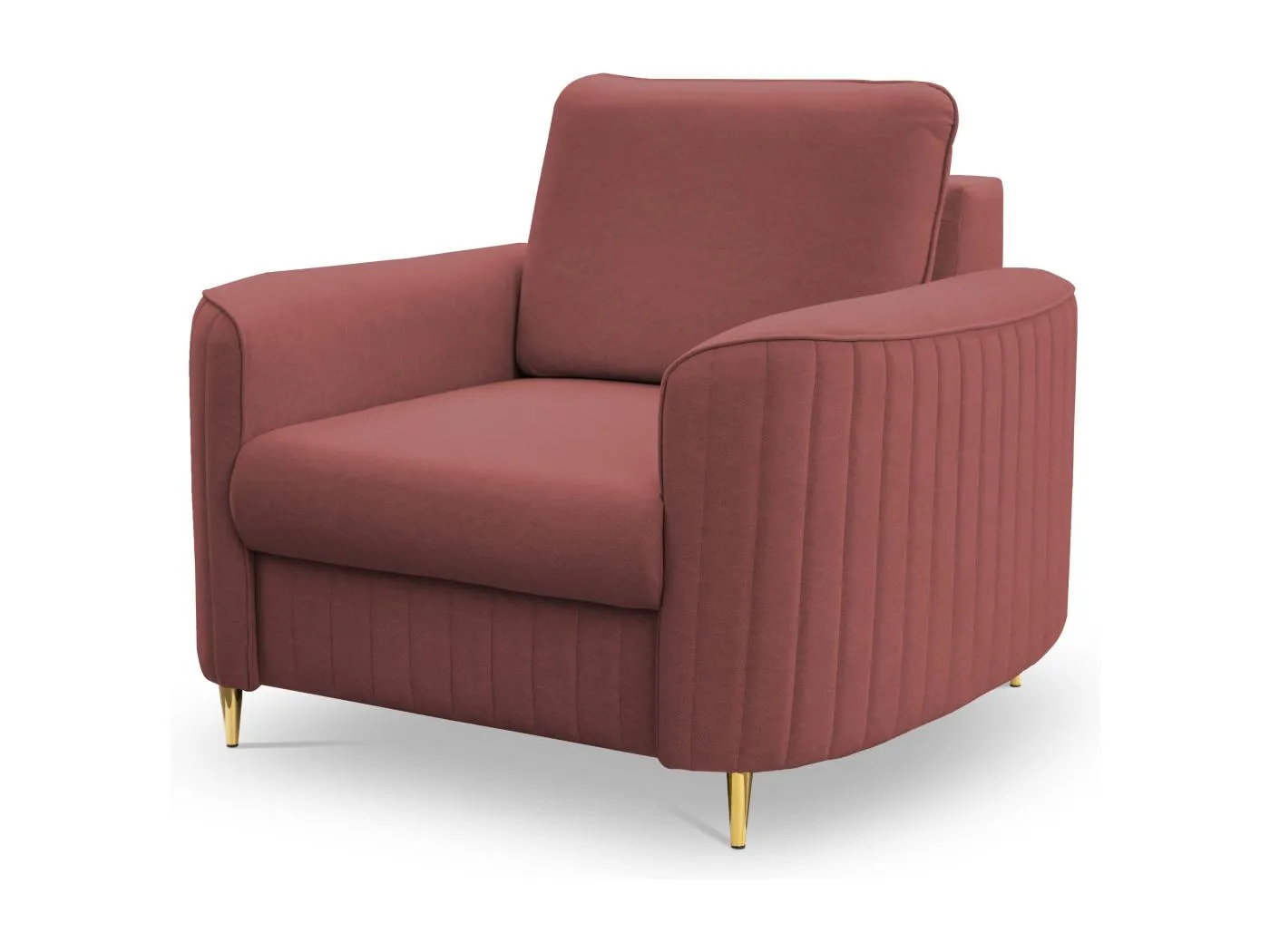 Stilvoller Sessel LAREN Modern mit Metallbeinen Vollständig Gepolstertes Rückenteil PUR-Schaum für Höchsten Komfort 100x85x94cm BURGUND