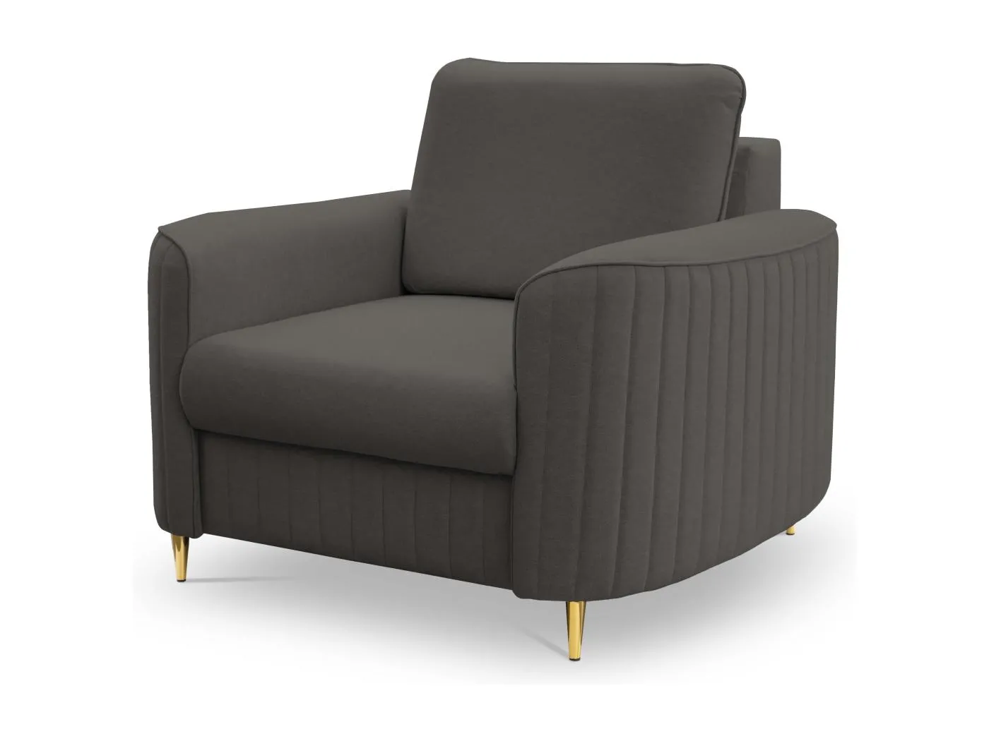 Stilvoller Sessel LAREN Modern mit Metallbeinen Vollständig Gepolstertes Rückenteil PUR-Schaum für Höchsten Komfort 100x85x94cm DUNKELGRAU