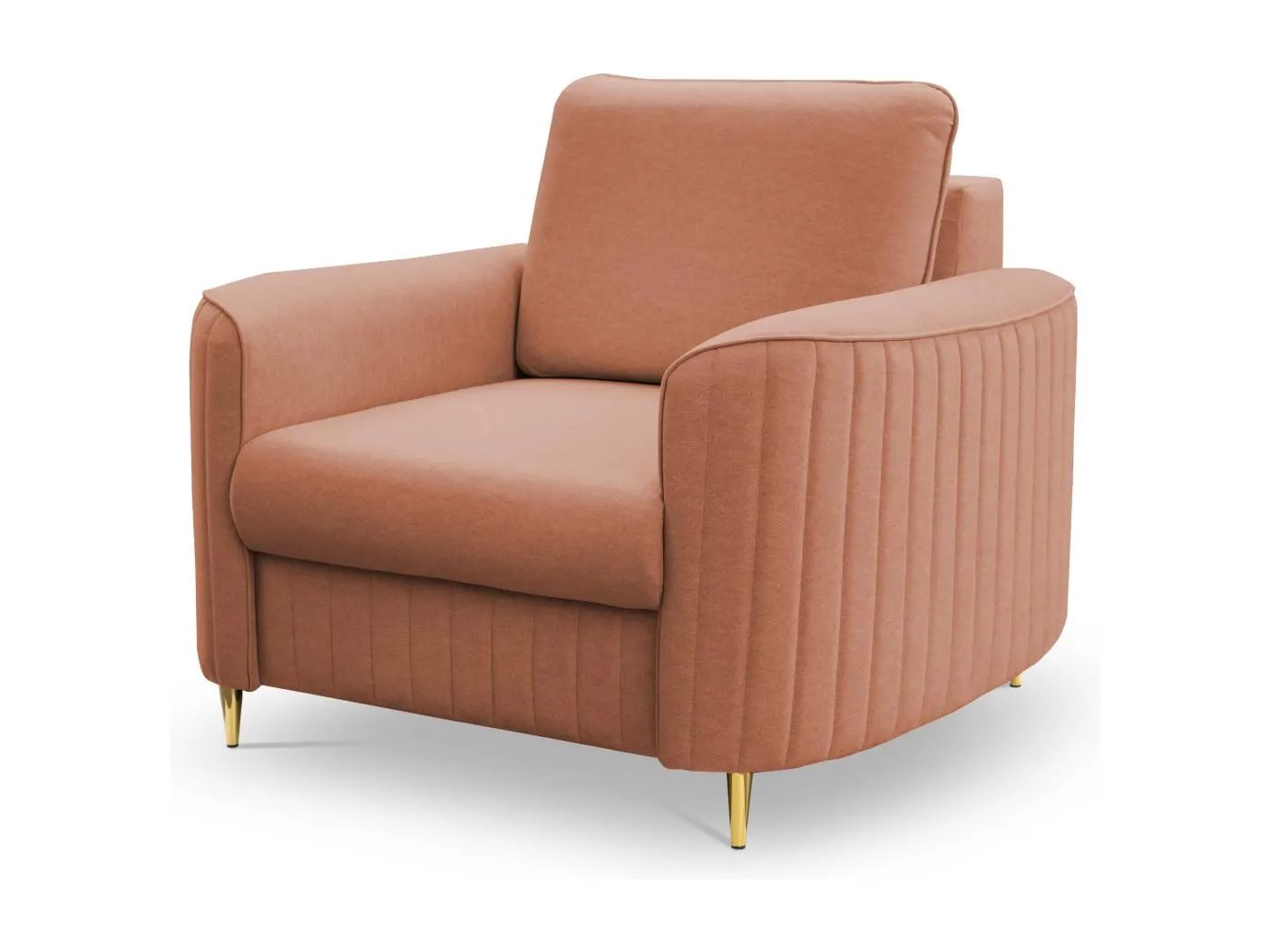 Stilvoller Sessel LAREN Modern mit Metallbeinen Vollständig Gepolstertes Rückenteil PUR-Schaum für Höchsten Komfort 100x85x94cm ROSA