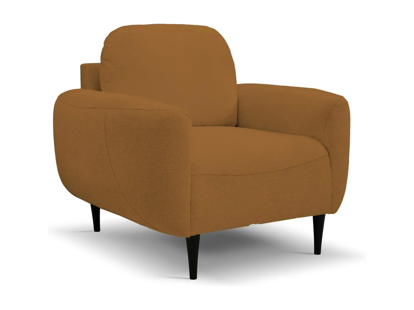 BOHO Sessel Moderner eleganter Polstersessel mit Holzfüßen, Rückenlehne und Armlehnen für Wohnzimmer und Büro, 90x91x102 cm KUPFER