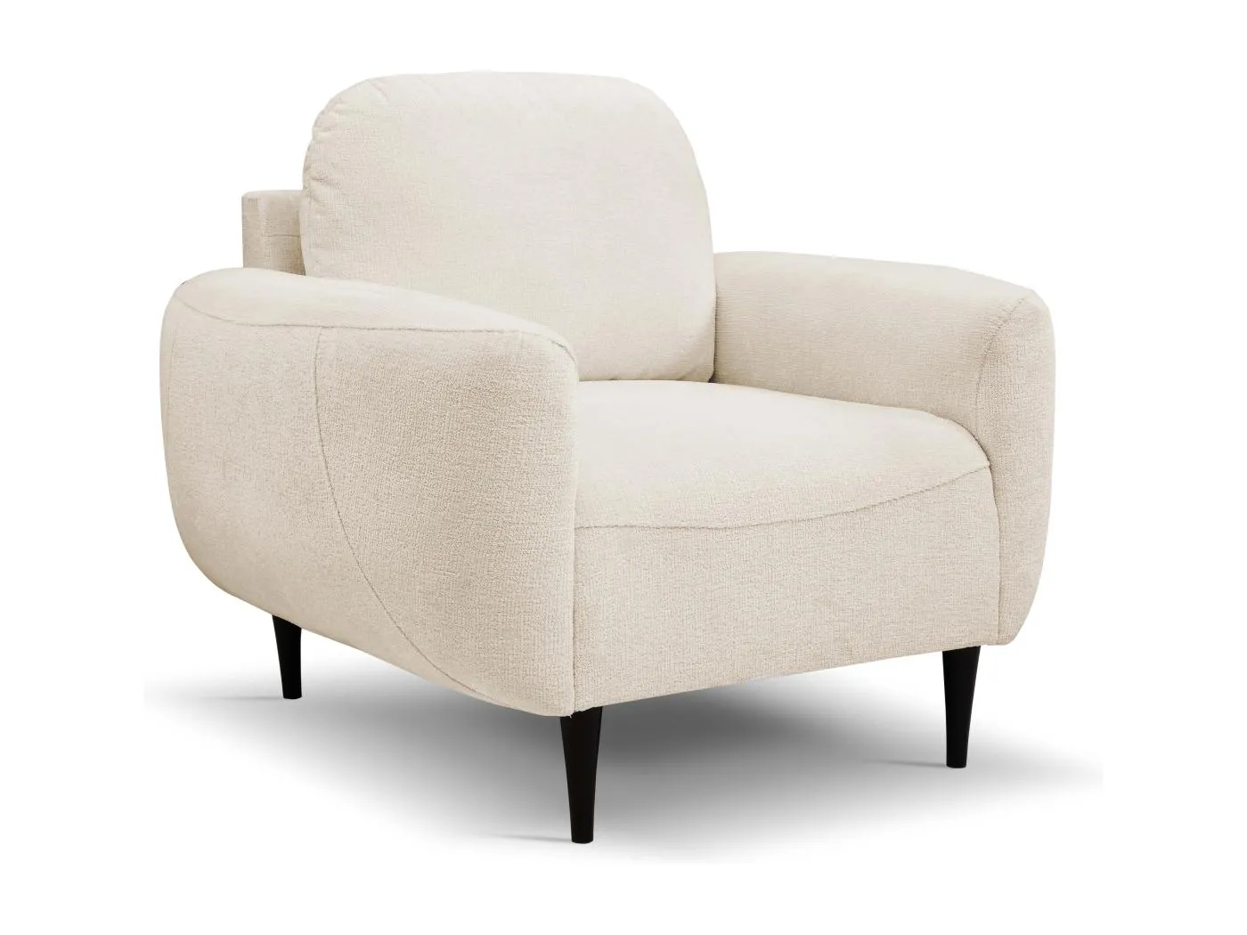 BOHO Sessel Moderner eleganter Polstersessel mit Holzfüßen, Rückenlehne und Armlehnen für Wohnzimmer und Büro, 90x91x102 cm STRAND