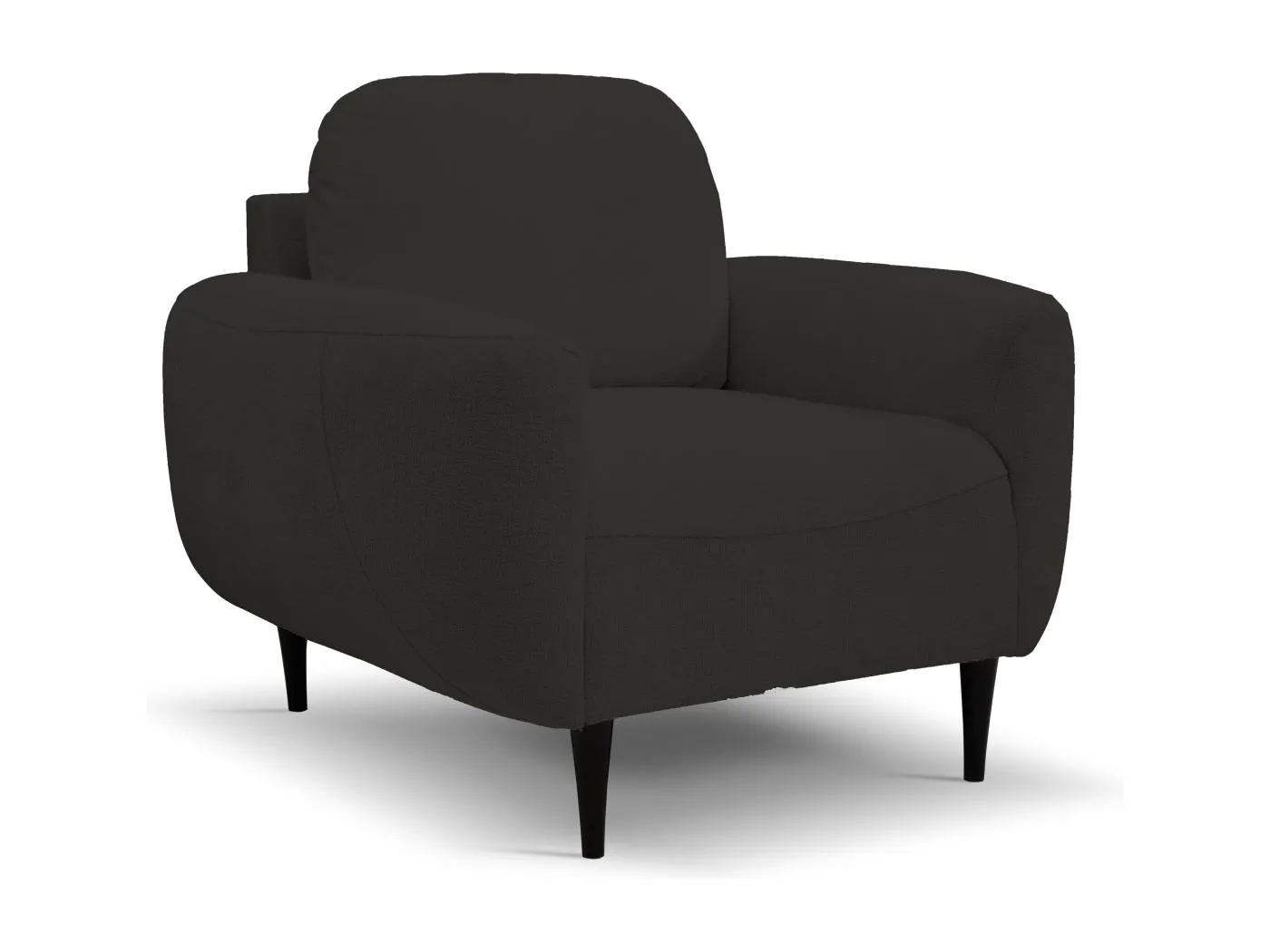 BOHO Sessel Moderner eleganter Polstersessel mit Holzfüßen, Rückenlehne und Armlehnen für Wohnzimmer und Büro, 90x91x102 cm SCHWARZ