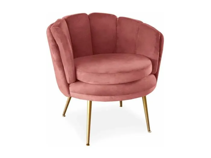 Fauteuil arrondi Brenda Velours Rose