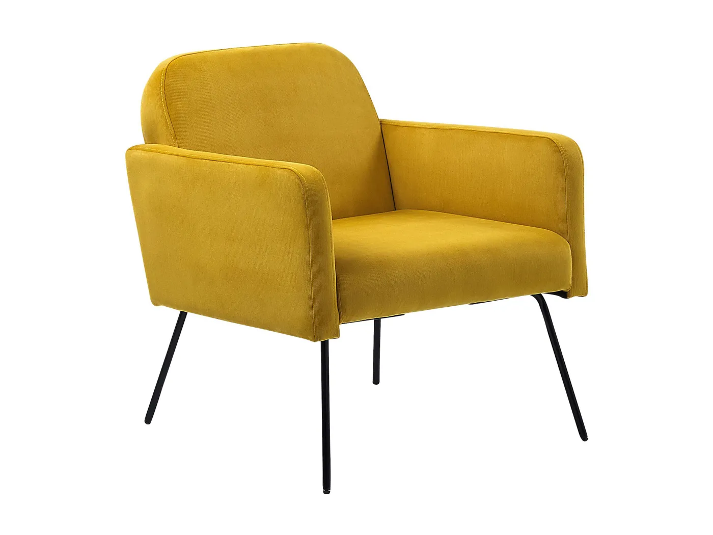Sessel aus Samtstoff in Gelb Metallgestell in Schwarz Glamour Stil Narken