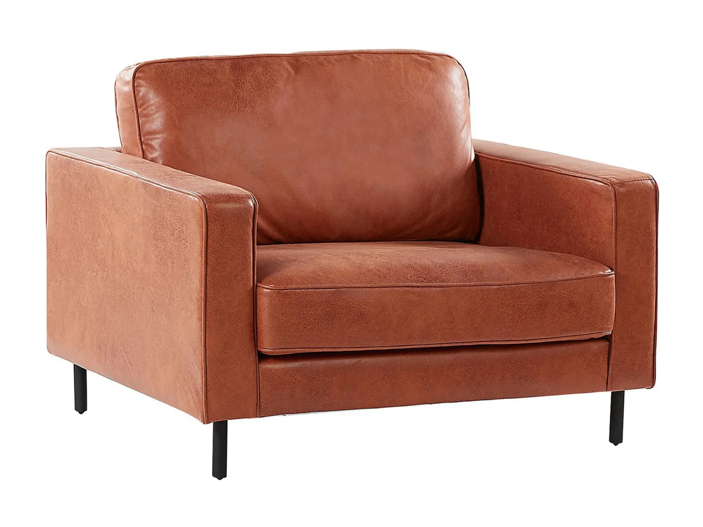 Sessel Lederoptik moderner Ledersessel in Goldbraun Armsessel Savalen