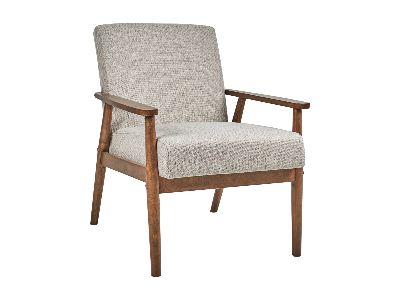 Sessel Stoff grau / dunkler Holzfarbton mit Armlehnen Retro Stil Esrum