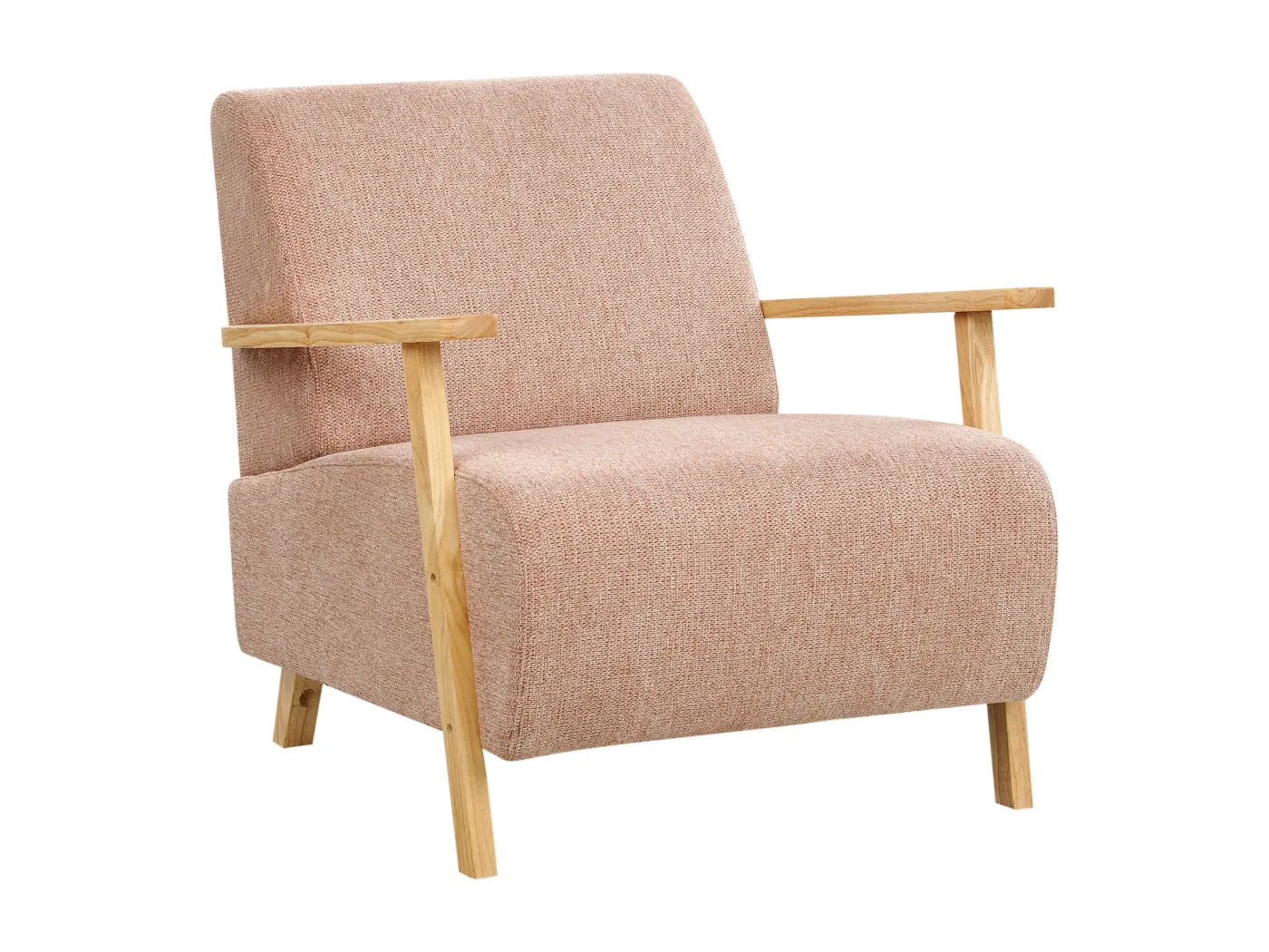 Sessel rosa / heller Holzfarbton mit Armlehnen Retro Stil Lesja