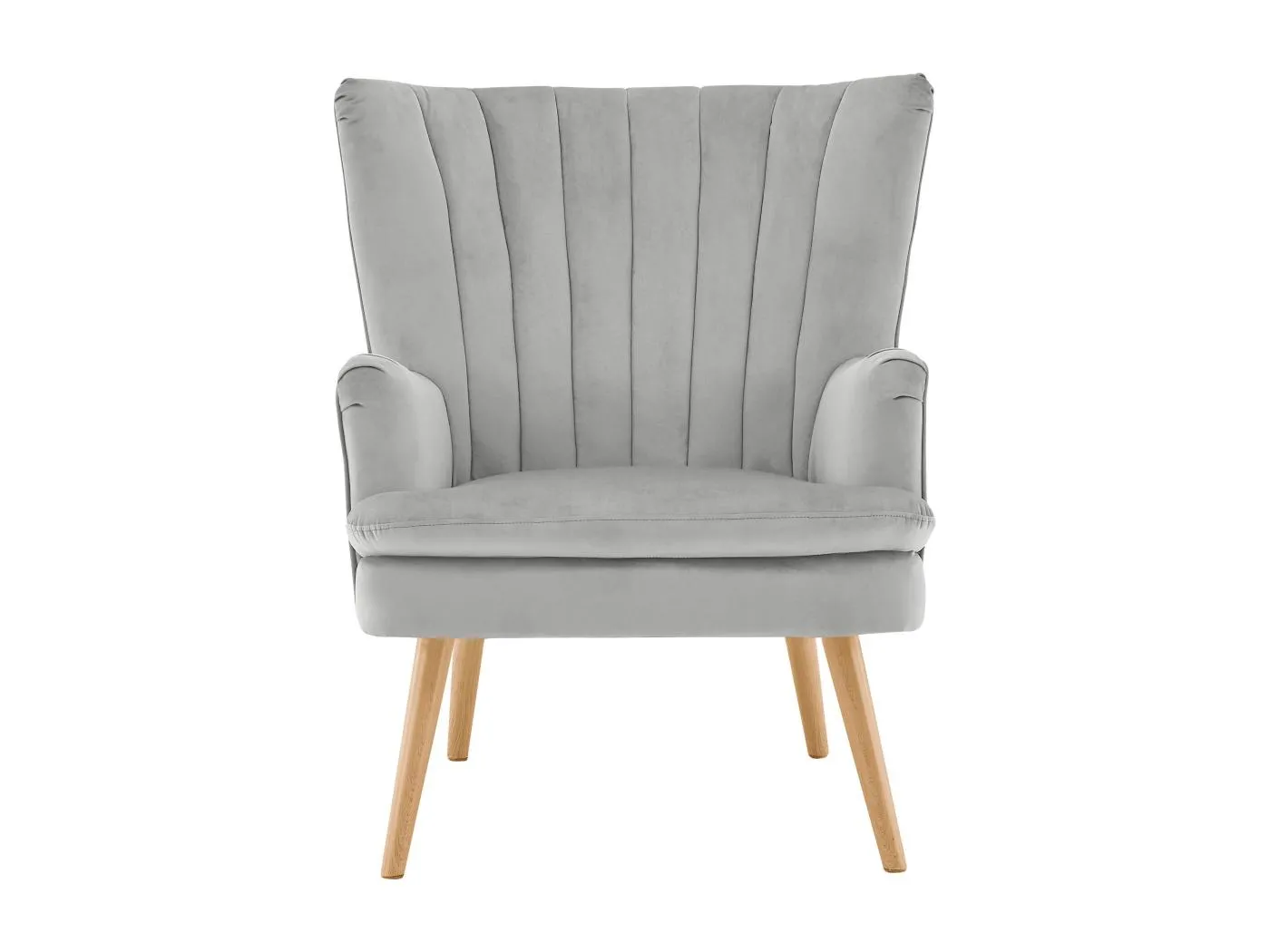 Zenia | Sessel + Hocker aus Samt grau